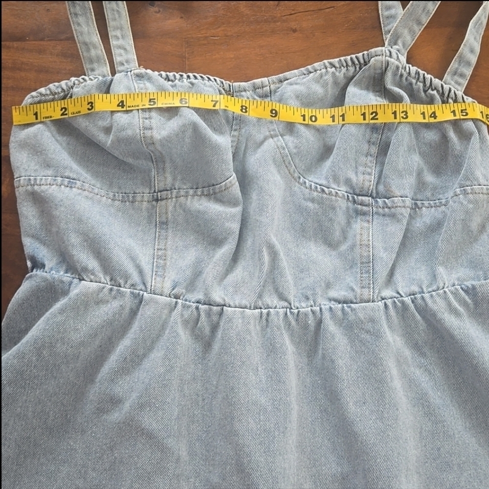 Giani Bernini Light Blue Denim Bustier Tie Strap Fit And Flare Dress Size XL - Picture 4 of 10